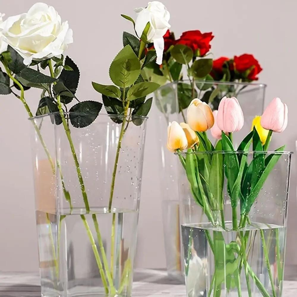 Modern Flower Vase Acrylic Deep Water Flower Pot Household Flower Wake Up Vase  Home Decoration