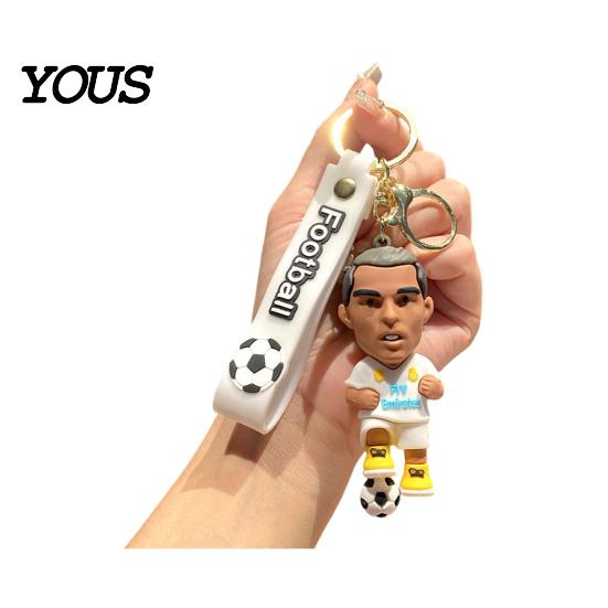 Keychain Charm Pendant, Football Star Figure Key Holder with Exquisite Craftsmanship Lanyard, Bag Pendant for Backpacks Handbags Cars Wallets