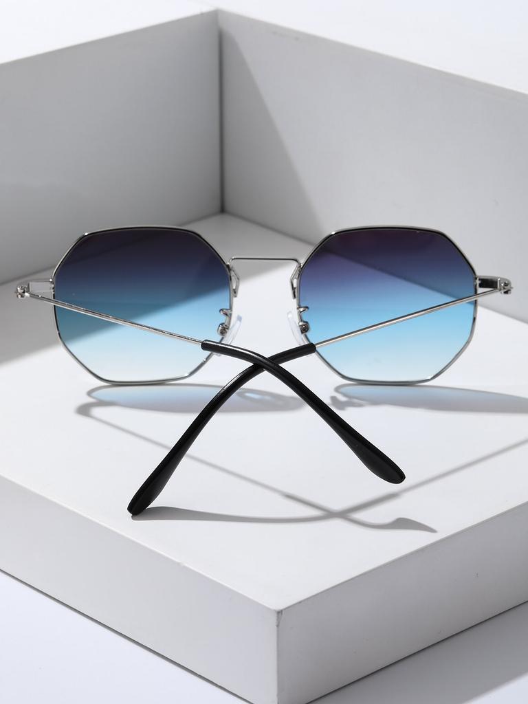 1PC Metal Irregular Fashion  Frame Women Sunglasses For Daily Life Men Shades Vacation Outfits Accessories.