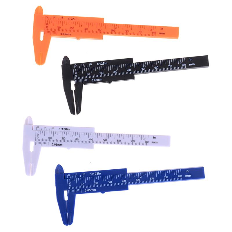 1Pc Mini Sliding Vernier Caliper Plastic Measure Ruler Gauge Double Scale 80Mm