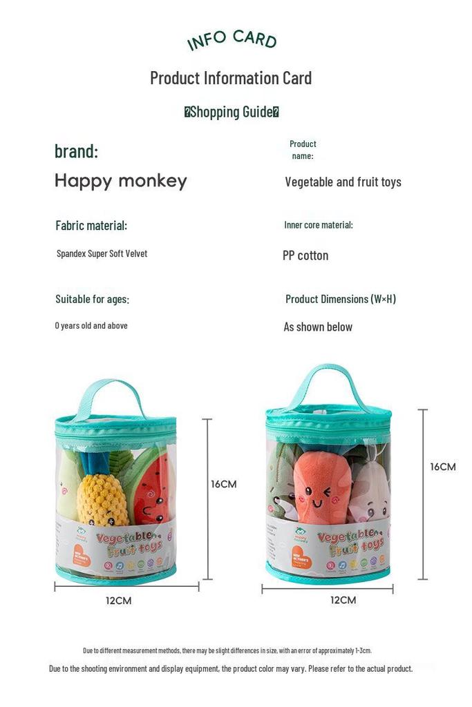 Cartoon Gemüse & Obst Rasselspielzeug für Babys 0-6 Monate