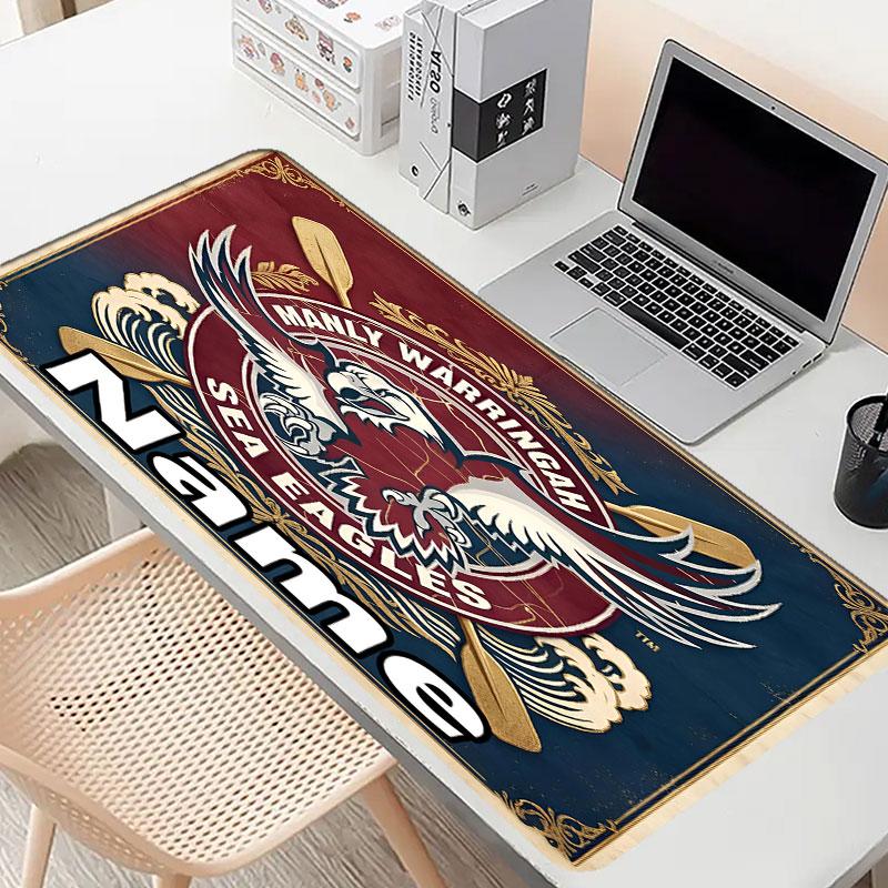 Custom Name Personalized Manly Warringah Sea Eagles Pattern Mousepad, Laptop PC Desk Mat, Decorative Desk Mat for Home Keyboard Pad Gift
