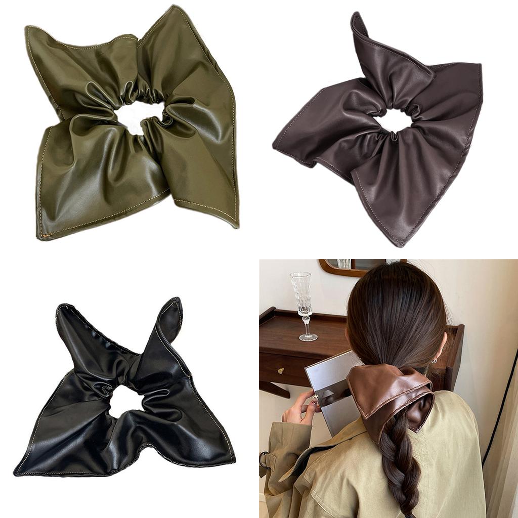 Lustrous PU Hair Scrunchies for Adult Teens Fashion Hair Rope Ponytail Holder Hairtie for Any Outfit Party Hair Decors