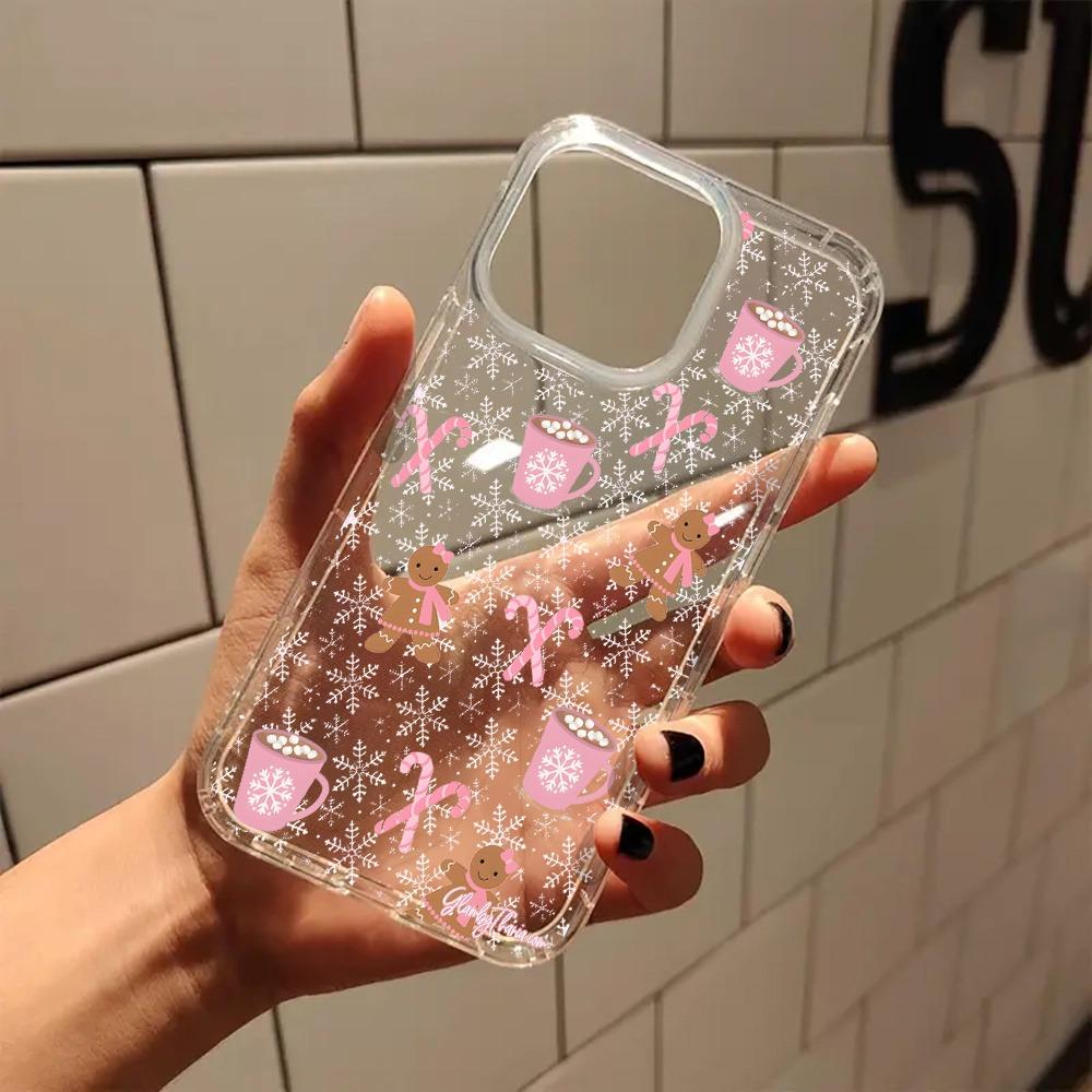 Cute Christmas Snow Aesthetic Gingerbread Man Clear Phone Case for Iphone 17 16 11 15 14 13 12 Pro Max XR XS 7 8 Plus SE2 Cover