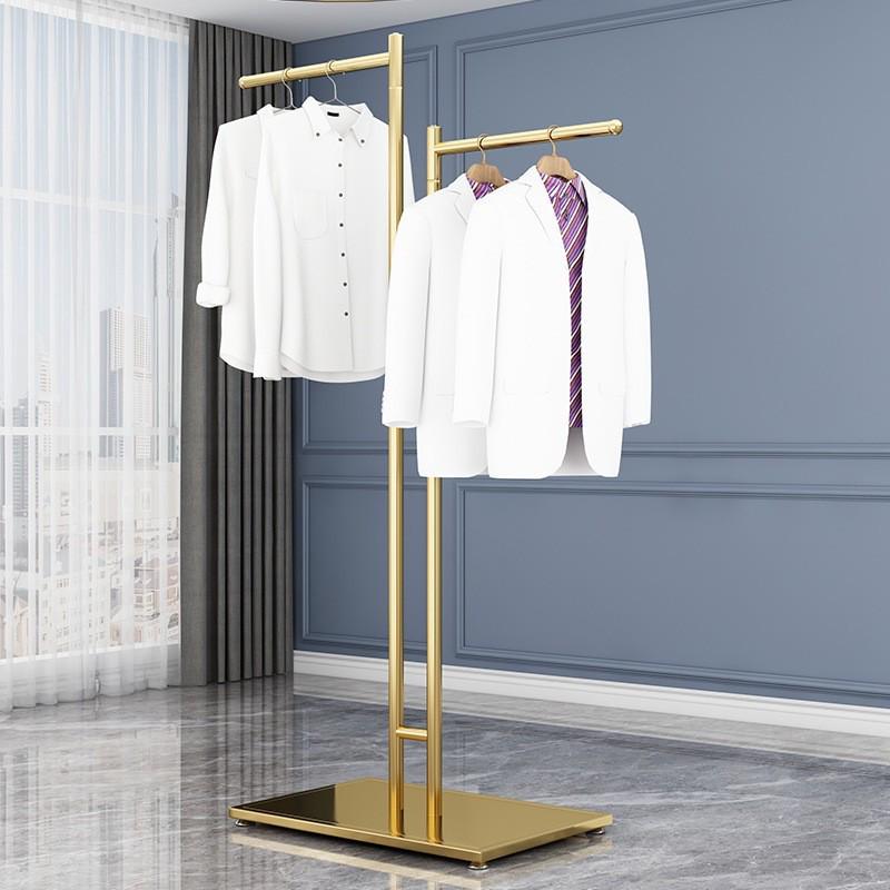 Children's and Women's Clothing Store Gold Display Rack: Floor-Standing Central Island Clothes Rack