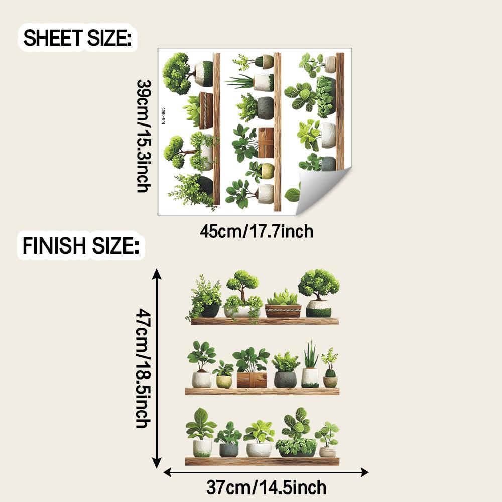 

Зеленое растение в горшке, Полки для комнатных растений, Украшение и декор стен спальни и гостиной, Наклейки на стену