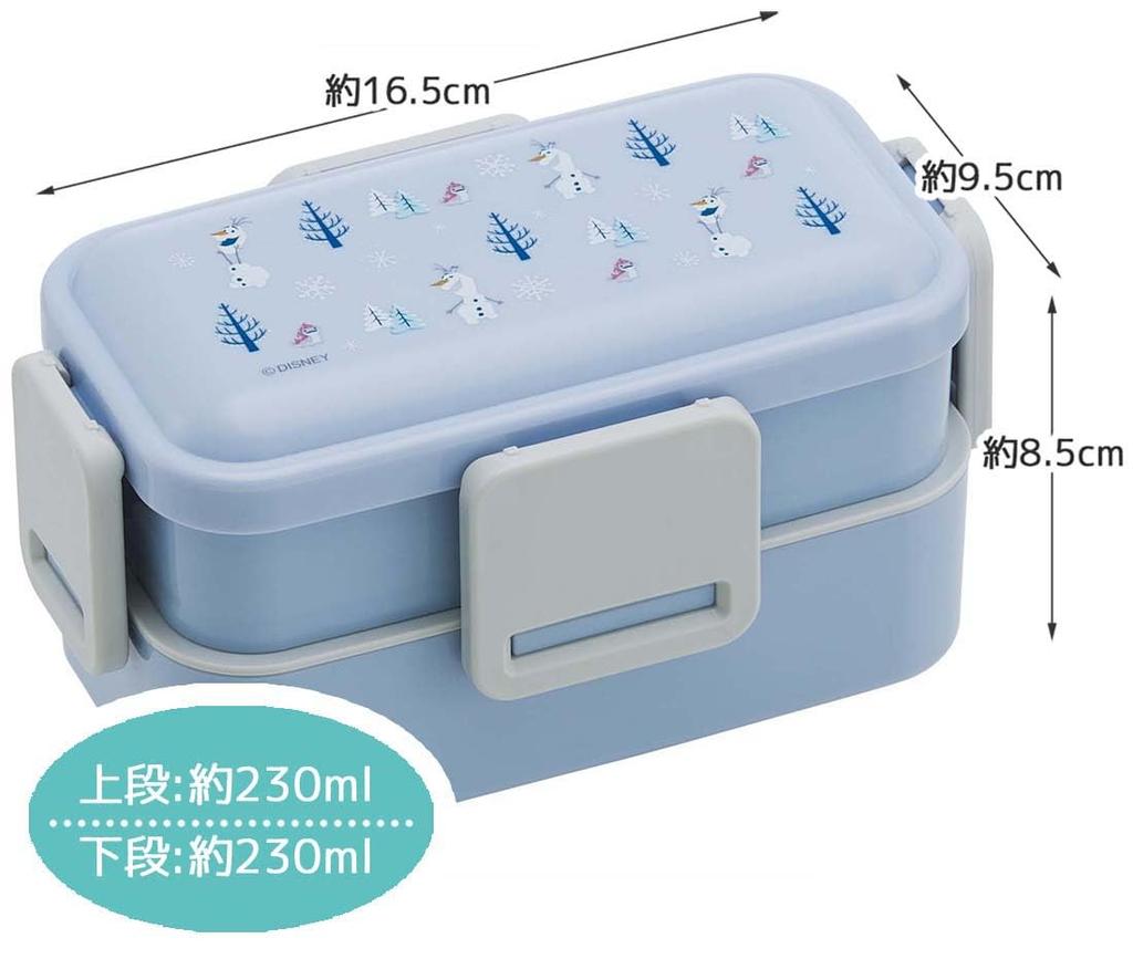 Skater Bento for Made in with a Soft Dishwasher and Microwave Disney Frozen Olaf Box, 2-Tier, 600ml, Women, Japan, Dome-Shaped Lid, Safe, Design,