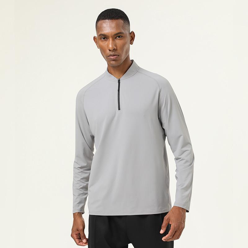 Men's Quick-Dry Stand Collar Long-Sleeve Elastic Fitness Shirt