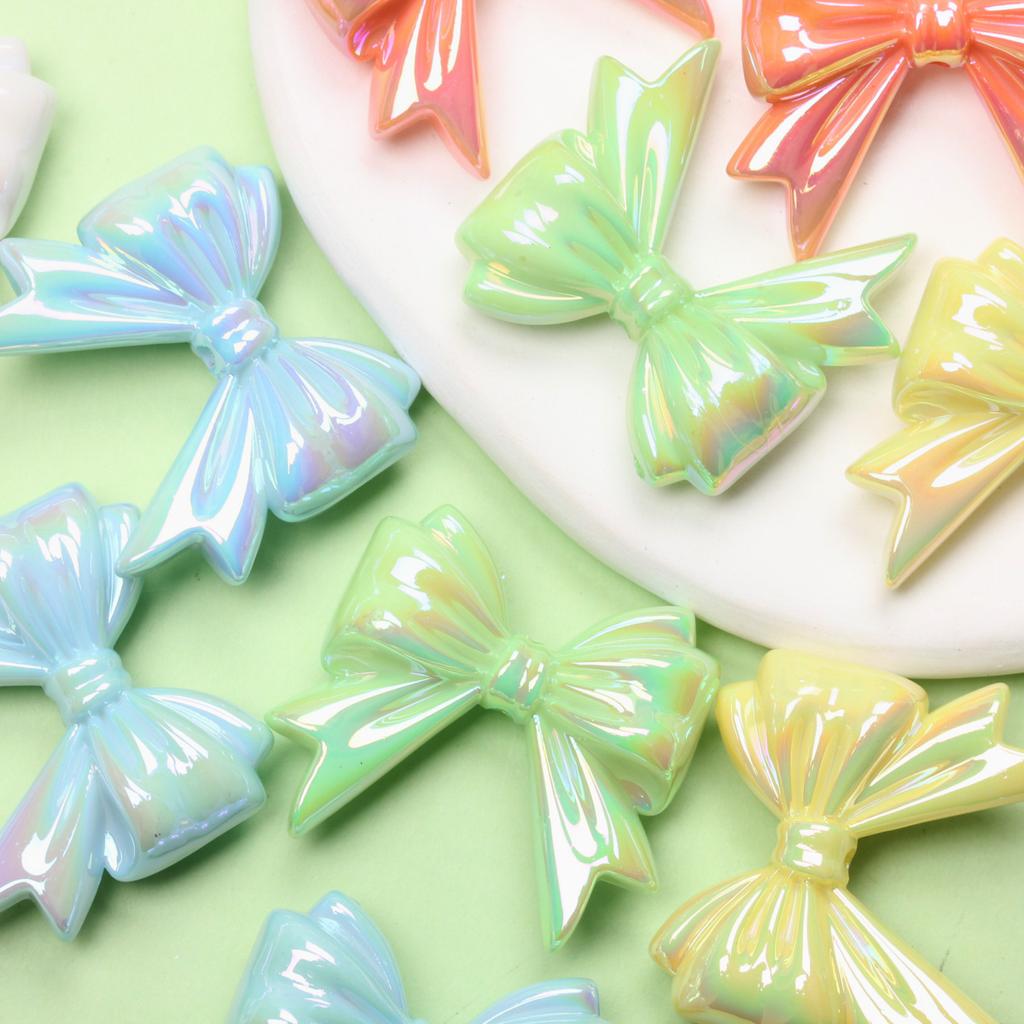 Für handgefertigte 6-teilige DIY-Befunde mit Schleife, Perlen, Halskette, Armband, Acryl, 32,3 x 36,6 mm, große Schleife, lose Perlen, Schmuckherstellung, handgefertigt