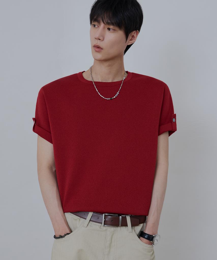 NODU Roll-Up Tab Washable Half Knit [Red]
