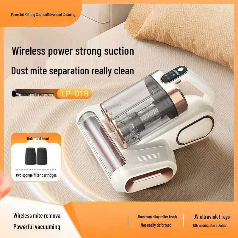 Wireless Handheld UV Dust Mite Remover Vacuum with Double-Cup Bin for Bedding English Version грязно-белый