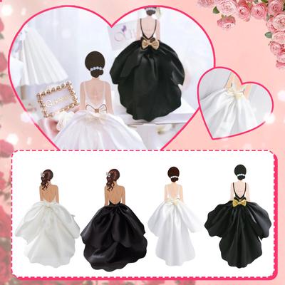 New Wedding Dress Cupcake Topper Back Silk  Skirt Cake Topper Girl Lady Birthday Cake Decorations Party Cake Party Supplies