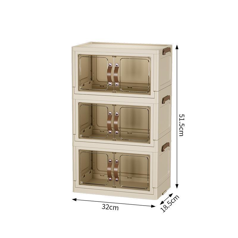 Настольный многофункциональный пылезащитный шкаф для хранения с ящиками для офисных канцелярских принадлежностей Double door three layers кремовый 4330₽