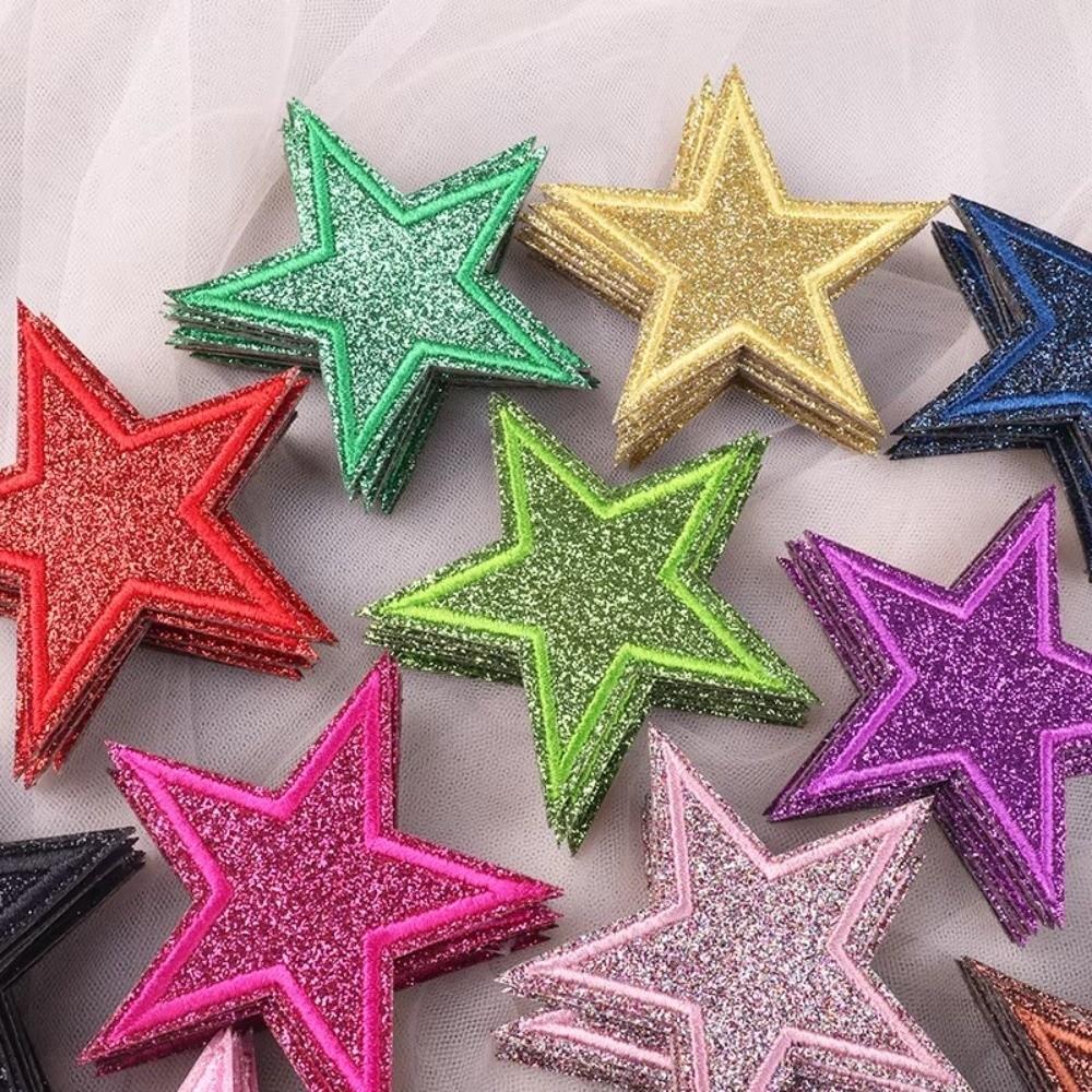 14/17 Pcs Heart Shape Iron On Patches Sparkle Applique Patch Five-pointed Star Patch  DIY Craft