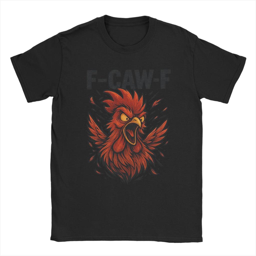F-CAW-F Funny Rooster Meme Chicken T-Shirts for Men  Casual Cotton Tees Crew Neck Short Sleeve T Shirt Original Tops