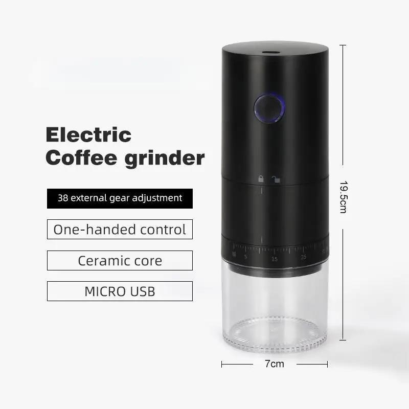 USB nabíjecí elektrický mlýnek na kávu 1500mAh kónický mlýnek na ořezávání kávy Externě nastavitelný mlýnek na kávová zrna
