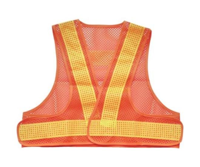 TRUSCO Mesh Safety Short 420mm Length Vest, Length, Orange/Yellow,