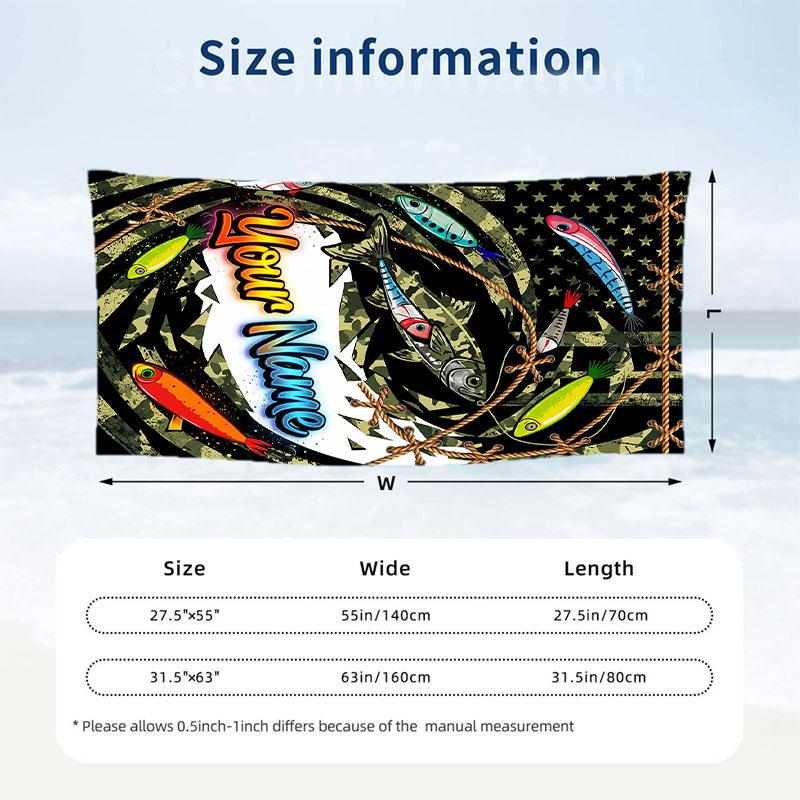 Decorative Artwork Theme Beach Towel Personalized Custom Name & Text Soft Quick Dry Beach Towel for Swimming Travel