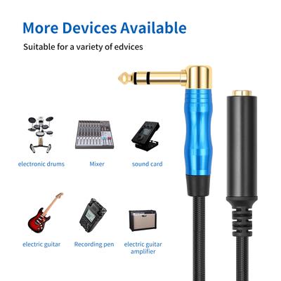 6,35 mm 1/4 Zoll Stecker auf 1/4 Buchse Stereo Kopfhörer Gitarre Verlängerungskabel Kabel für Verstärker Kopfhörer