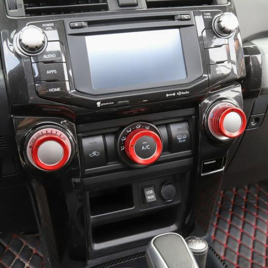 3X Air Condition Switch Button Knob Cover Trim Decoration for 4Runner 10-19 Red