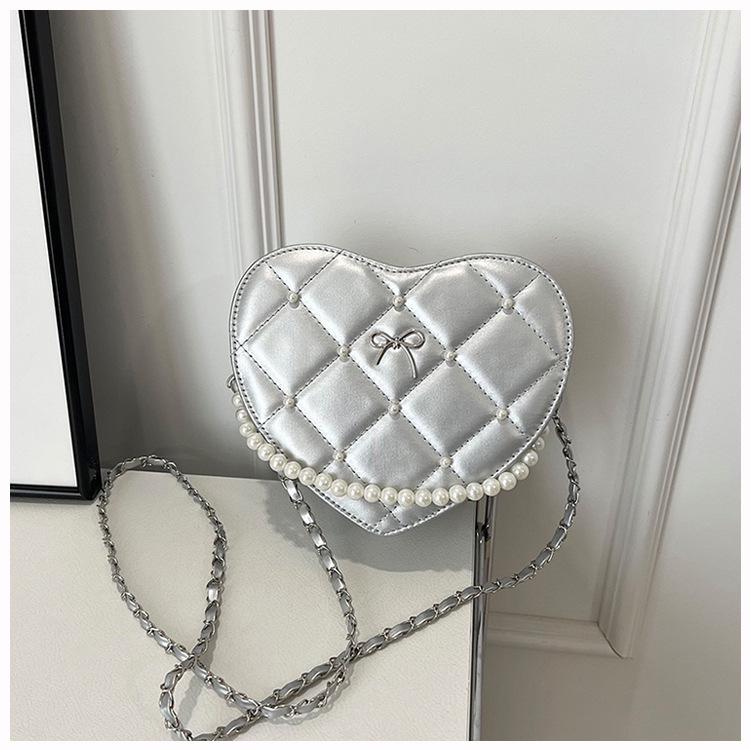 2025 Spring/Summer Lolita Mini Heart-Shaped Quilted Crossbody Bag
