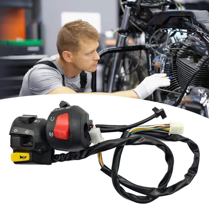 Integrated Motorcycle Handlebar Switch & Headlight set Headlight Assembly for Enhanced Night ridings Safety & Styles
