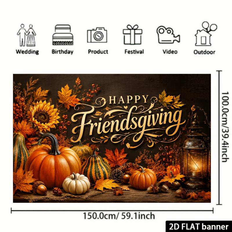 2D Plane Thanksgiving Theme Banner Background Featuring Autumn Harvest Elements Such As Pumpkinszyc