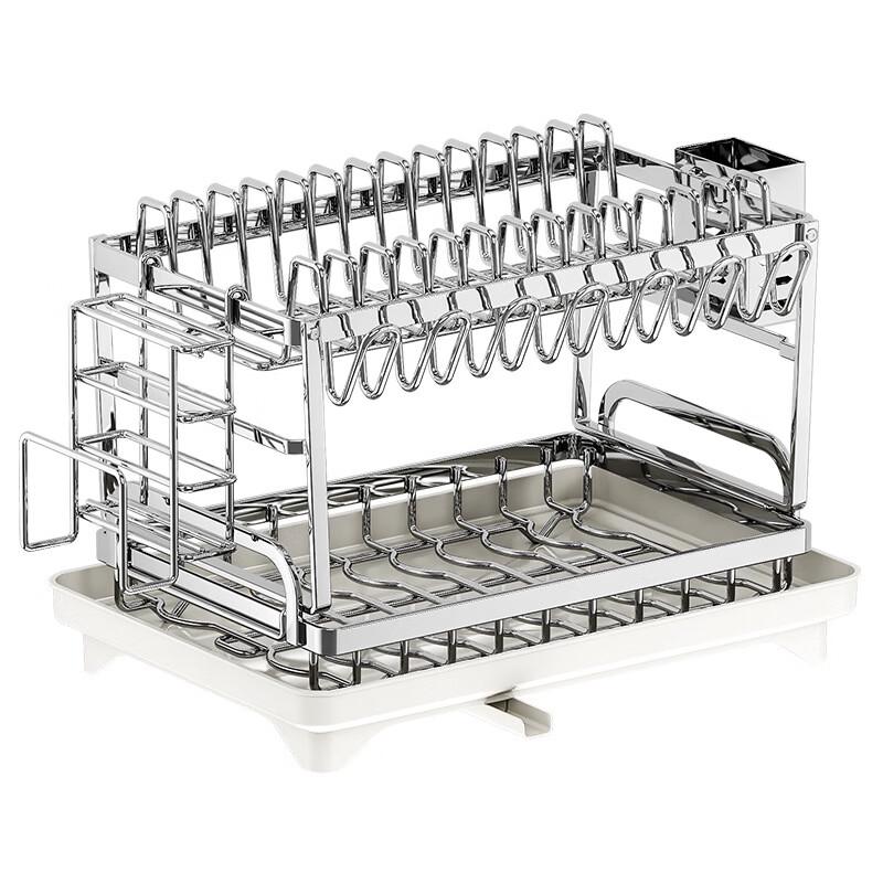 Brangdy Kitchen Single-Layer Dish Drainer with Drip Tray