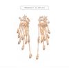 Women Fashion Shiny Star Design Tassel Long Earrings