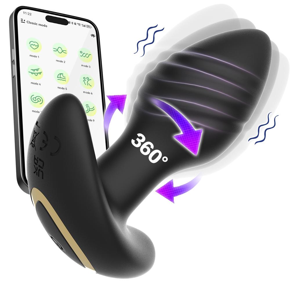 Light-up Rose Vibrating Anal Butt Plug With12 Frequency Vibration Remote Control Anal Plug Massager Vibrators Sex Toys for Adult