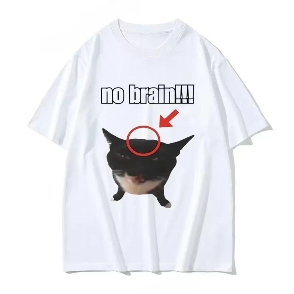 

Funny cat print Tshirt humorous and cute emoji Tshirt pure cotton springsummer new couple shirt harajuku graphic t shirts 4XL