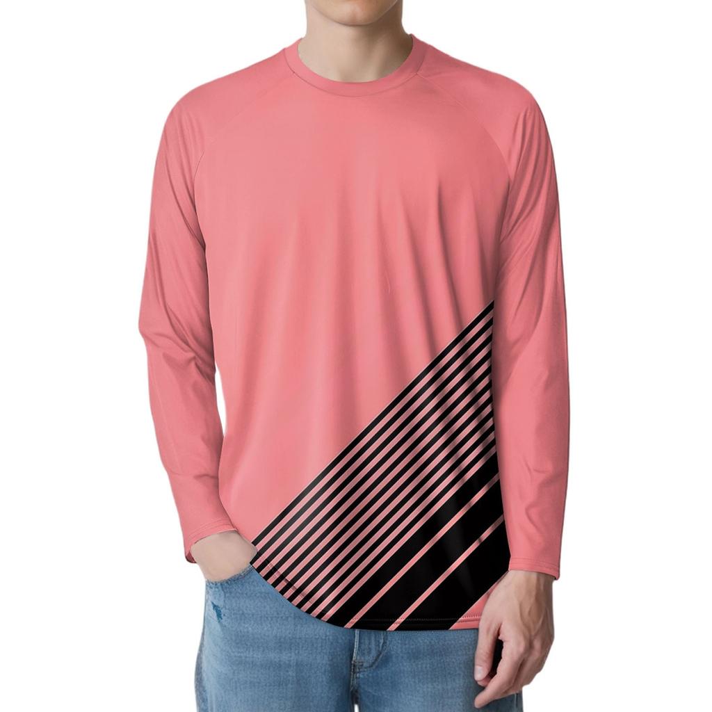 Men's Fashion Printed Raglan Long Sleeve Sports Top