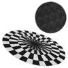 Round Black White Grid Non-Slip Mat Area Rugs Floor Mats Carpet for Home Living Room Bedroom(60cm )