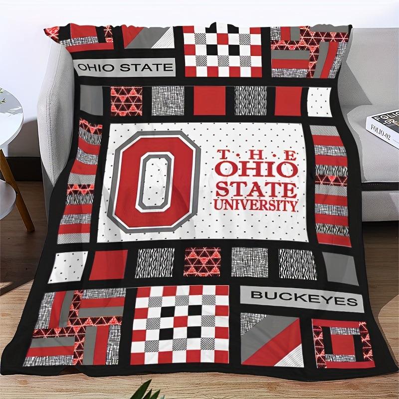 Ohio State University Blanket Soft and Warm Flannel Blanket Multifunctional Four Seasons Blanket Gift Blanket