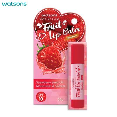 Ovocný balzam na pery Love My Glow Strawberry SPF10, olej z jahodových semienok, zvlhčuje a zjemňuje, 3,5 g.