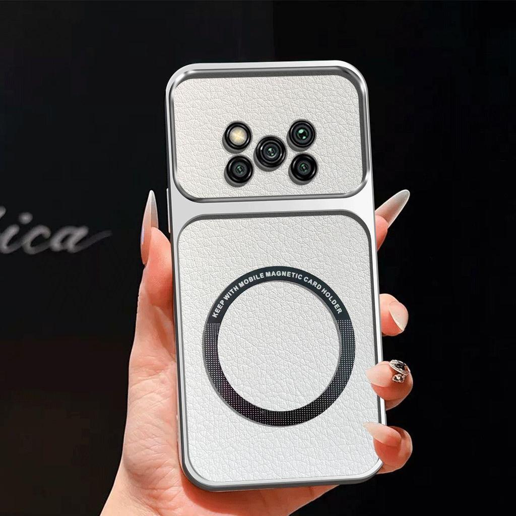 Upgraded Big Lens Protection Case for Xiaomi POCO X3 Pro,X3 NFC Luxury Leather Casing with Magnetic Ring