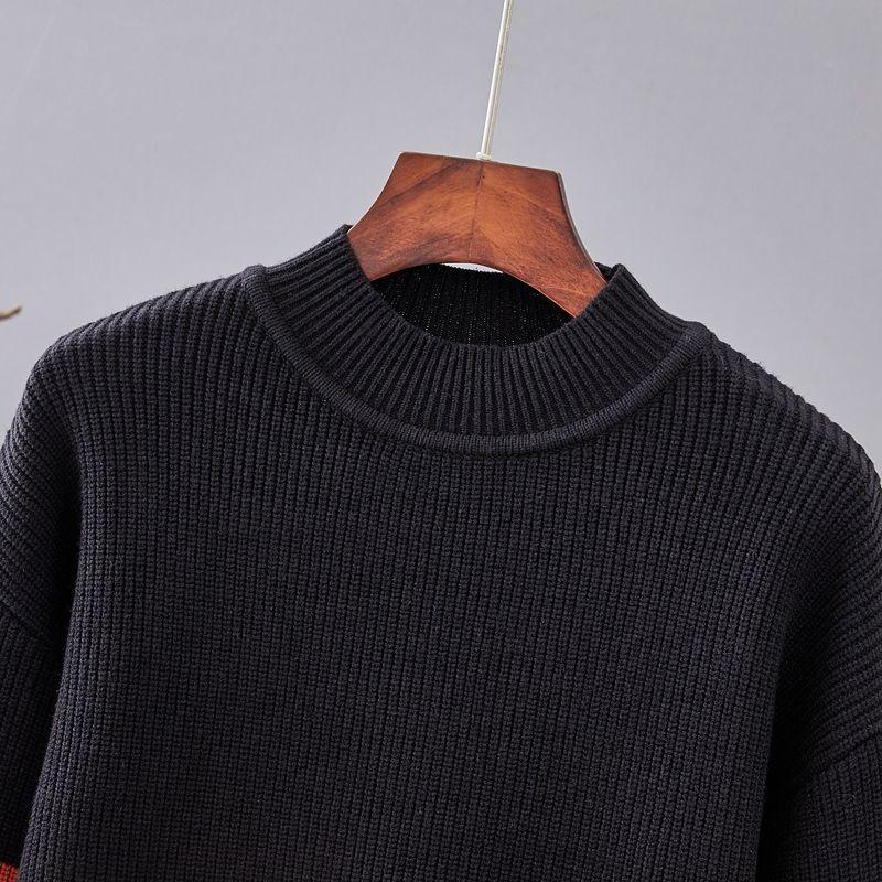 Vintage Women's Color-block Sweater Autumn Winter Loose Crew Neck Pullover Knitwear Short Stretch Knit Top Cropped Jumper