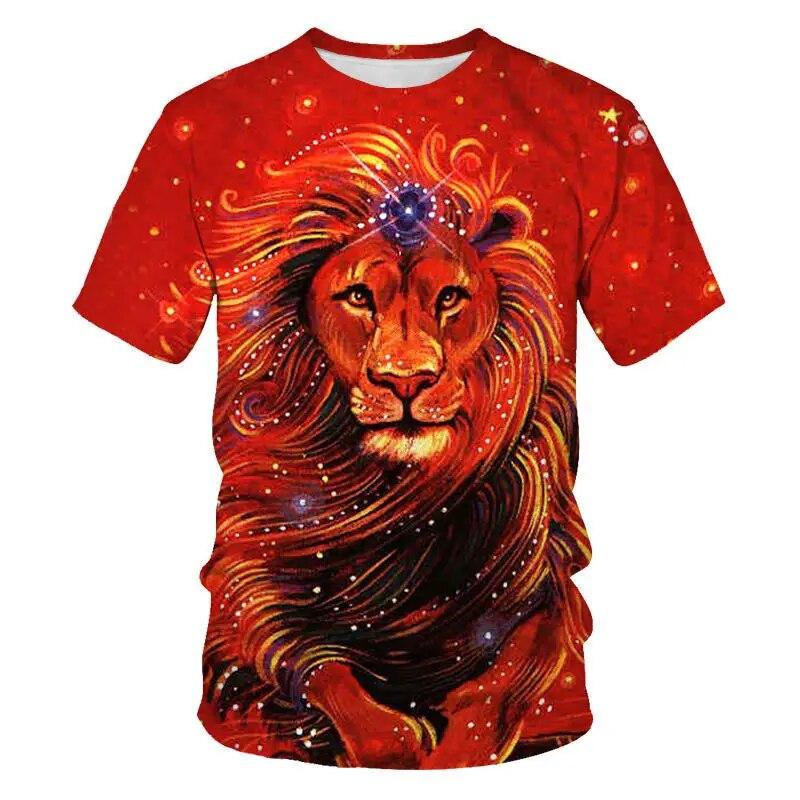 König der Tiere Löwe-Grafik-T-Shirts für Männer Sommermode Tiermuster-Druck-T-Shirt Lässiger cooler Stil Persönlichkeits-T-Shirt
