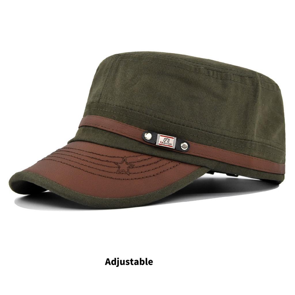 Soft Cotton Baseball Cap With Flat Top And Curved Brims Adjustable Soldier Hat For Adult And Teens Outdoor Activity