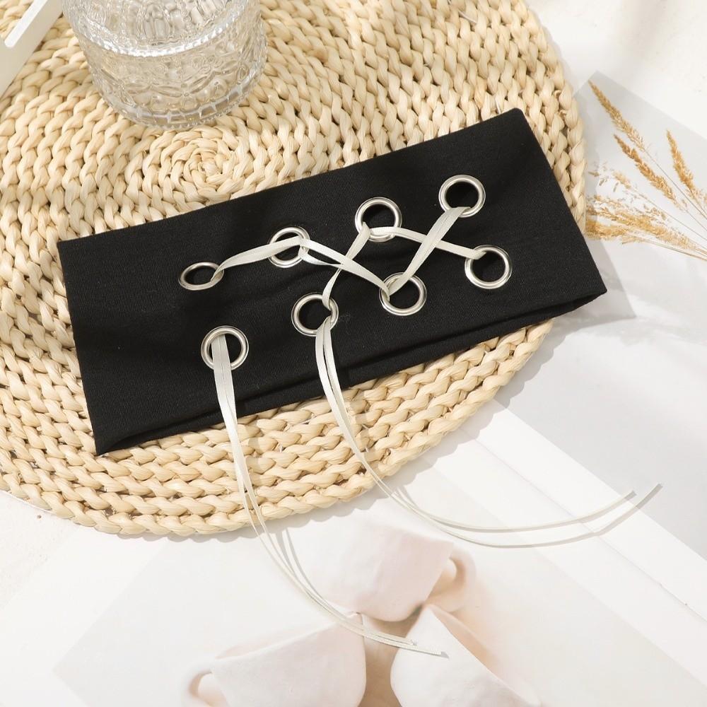 Hollow Out Flower Elastic Headband Hibiscus Rhinestone Chain Headscarf  Girls