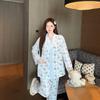 Women's Sea Island Cotton Pajamas - Love Heart Cat Print, Long Sleeve, Loose, Plus Size, Student Homewear Set
