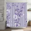 Vintage Purple Floral Shower Curtain Waterproof Durable Home Decor For Bathroom Beautiful Butterfly Print Perfect Gift Idea
