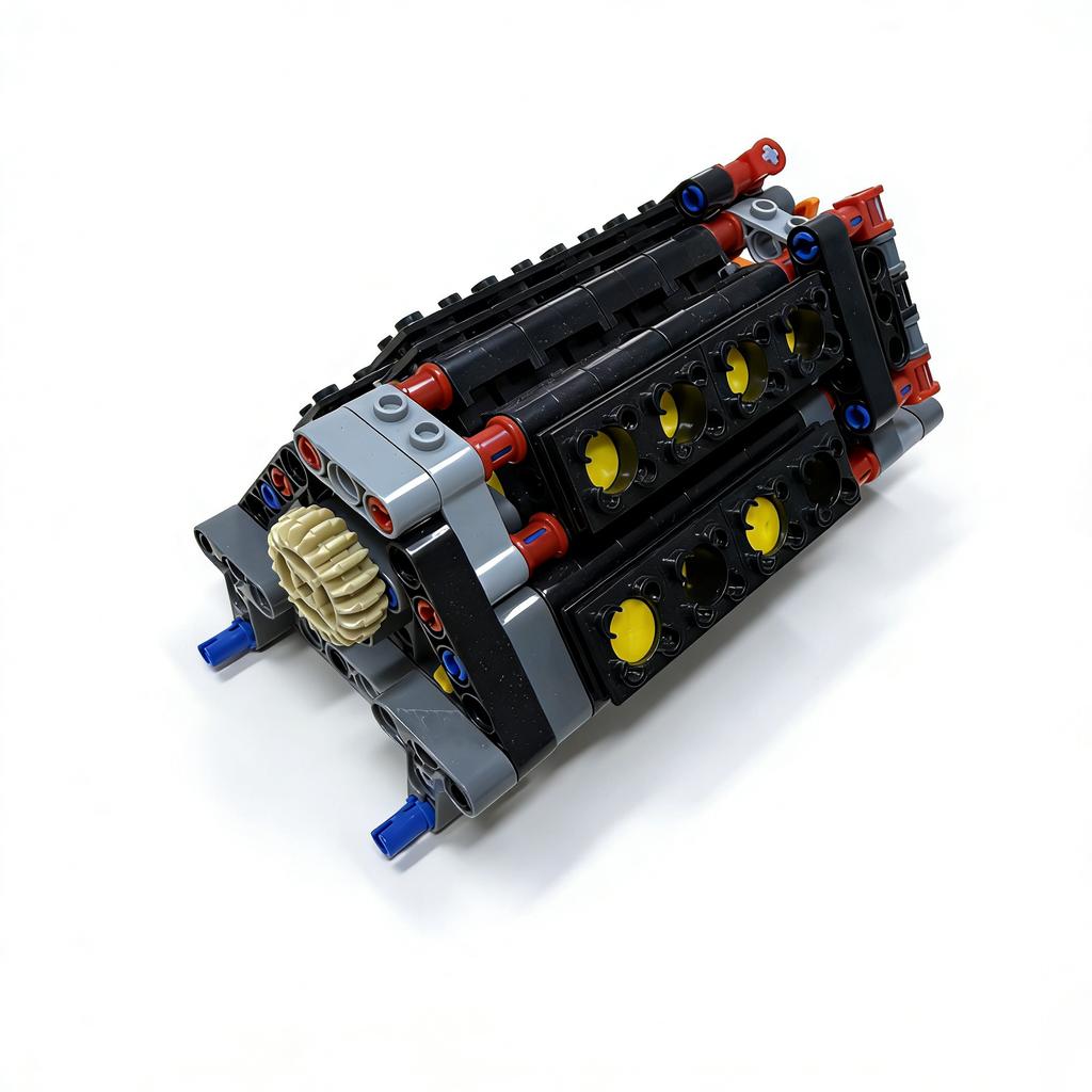 Moc V16 Transparent Building Block Engine Six-Speed Transmission Mechanical Group Kid Model Education Toys Gifts Building Block
