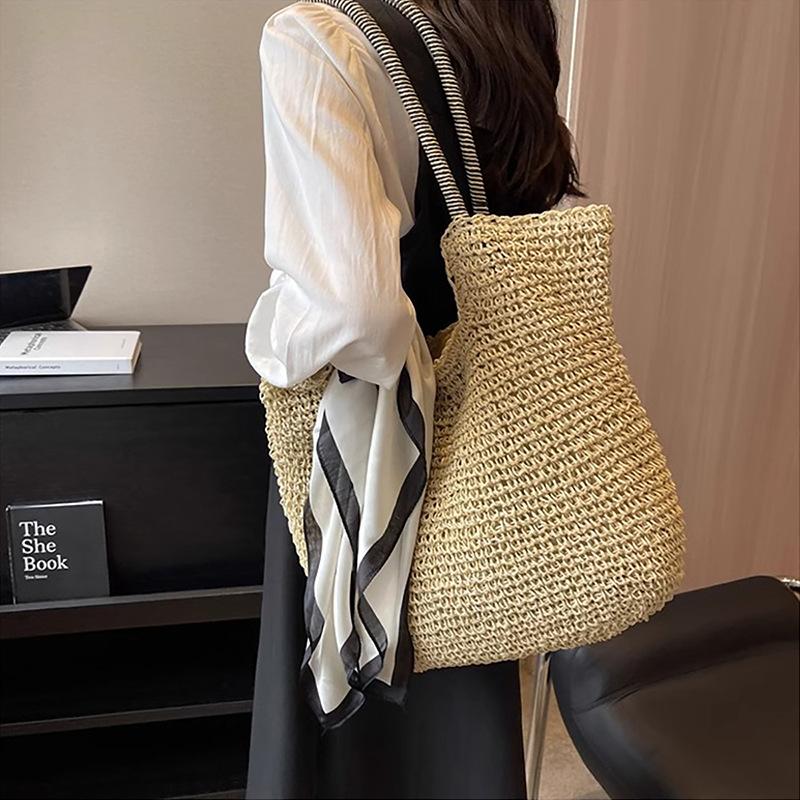 Woven Bag Straw Women'S Bag Large Capacity Versatile Shoulder Vegetable Basket Beach Tote Bag