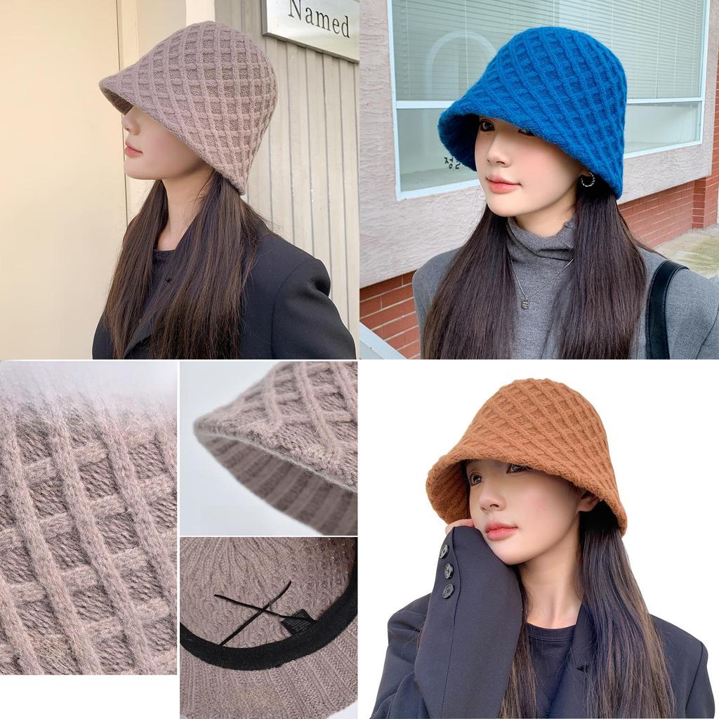 Knitted Bucket Hat For Women With Breathable Windproof Fabric In Autumn Winter