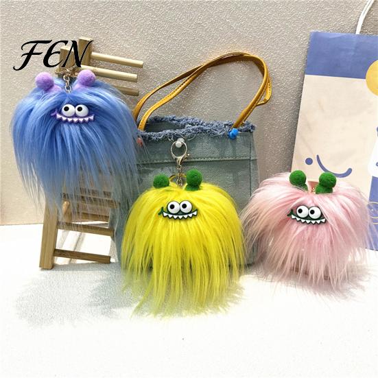 Backpacks Decorative Accessory Long Haired Plush Creature Keychain, Cartoon Plushie Bag Charm, Furry Keyring Pendant for Handbags Keys Fluffy Bags
