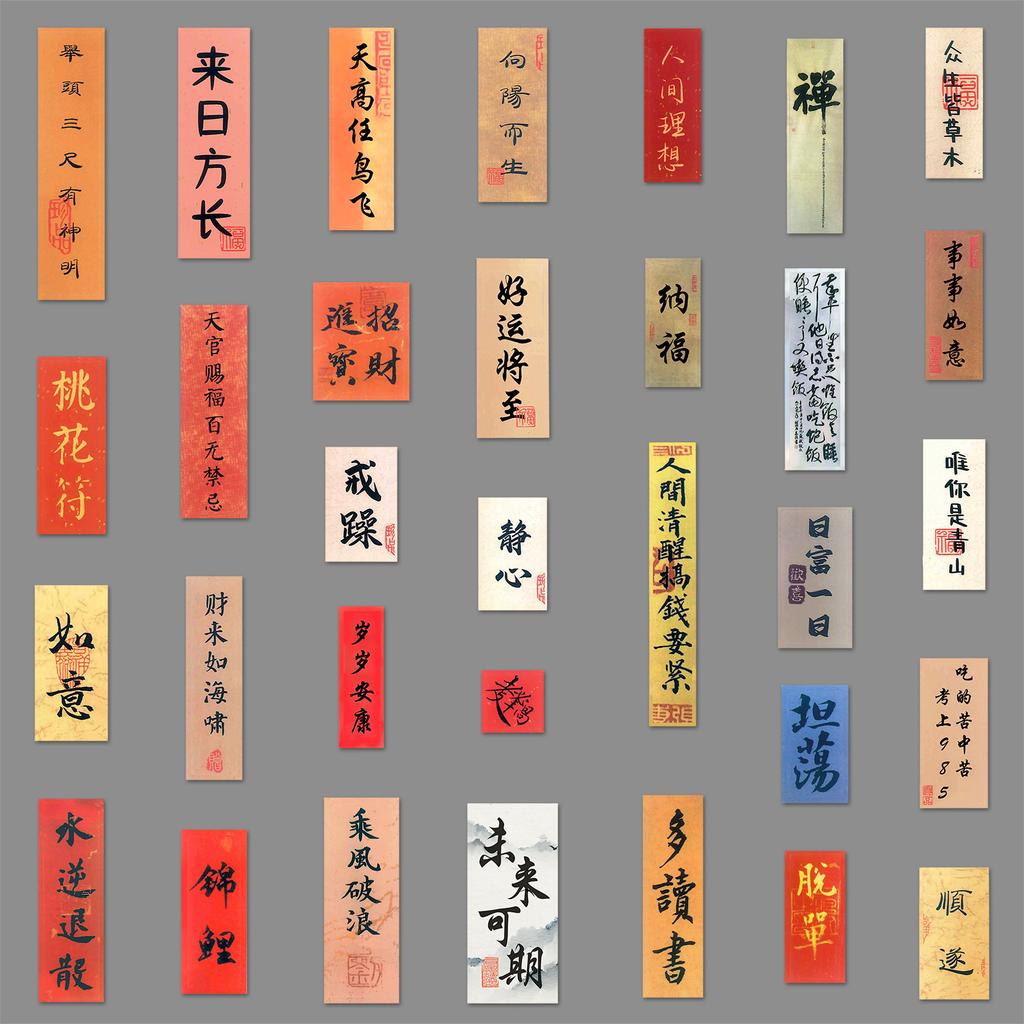 64 Ancient Style Calligraphy Graffiti Chinese Style Creative Text National Trend DIY Mobile Phone Case Suitcase Stickers Waterproof