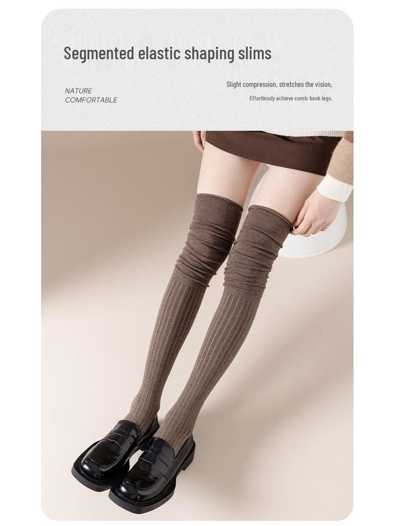 Women's Over-the-Knee Slouchy Boots Socks - Autumn/Spring, Loose Fit, Plus Size, Vertical Stripes