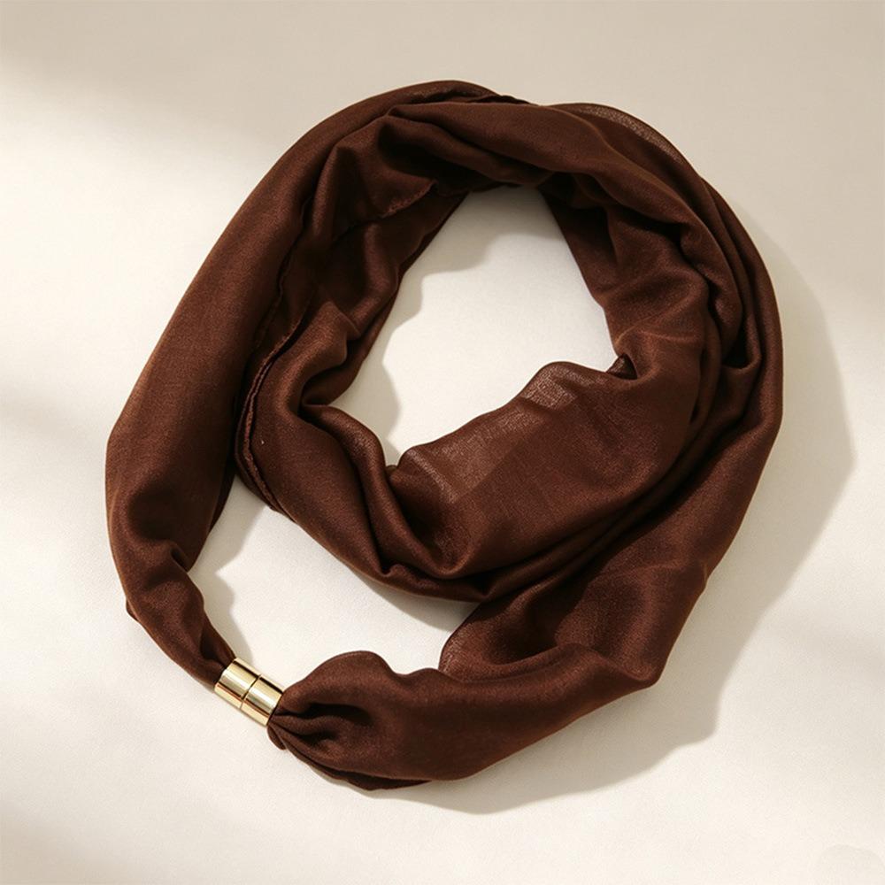 Magnet Clasp Neck Scarf French Style Silk Scarf Elegant Magnetic Buckle Scarf Spring