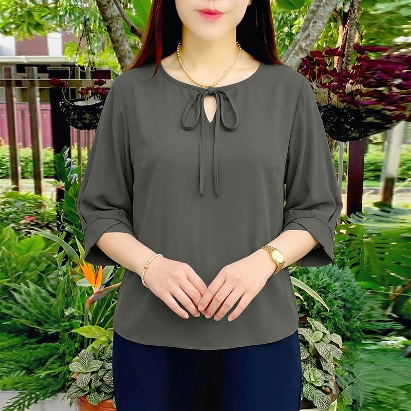 ZANZEA Women Casual Round Neck Solid Color Loose 3/4 Sleeve Blouse
